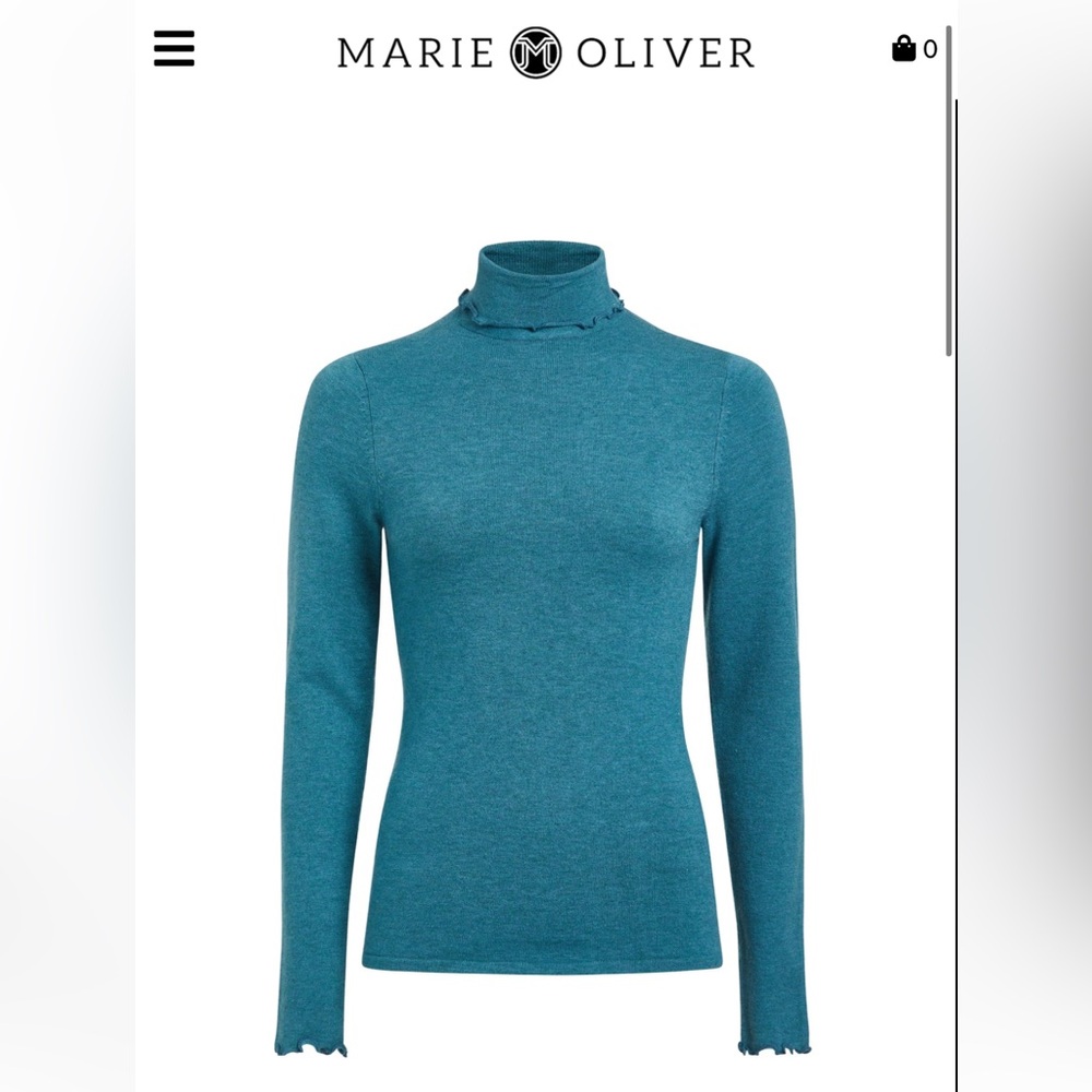 NWT Marie Oliver Corgan Turtleneck. Size Medium, color Ocean.